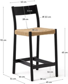 Čierna/v prírodnej farbe barová stolička z dubového dreva (výška sedadla 65 cm) Yalia – Kave Home