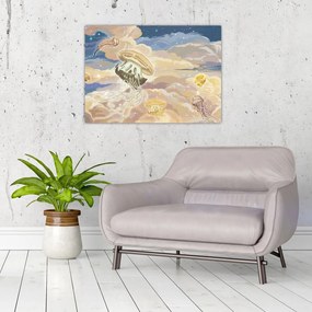 Sklenený obraz - Nebeské medúzy (70x50 cm)