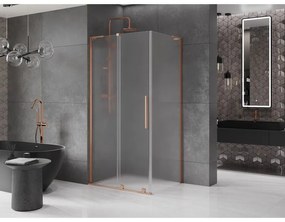 Mexen Velar L, sprchový kút s posuvnými dverami 100 x 90 cm, 8mm sklo námraza, medená matná, 871-100-090-33-65