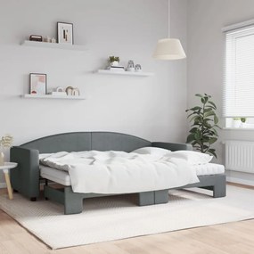 Rozkladacia denná posteľ s matracmi tmavosivá 80x200 cm látka 3197202