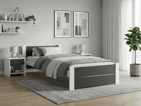 Posteľ IKAROS DOUBLE 90 x 200 cm, antracit/biela Rošt: Bez roštu, Matrac: Matrac COCO MAXI 20 cm