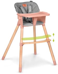 Lionelo - Detská jedálenská stolička 2 v 1 KOEN Pink Rose