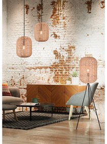 Svetlohnedé závesné svietidlo s textilným tienidlom ø 35 cm Runa – Trio