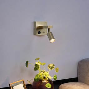 Moderná nástenná lampa zlatá s USB-C naklápacia - Rex