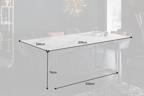 Jedálenský stôl Symbiosis 200cm keramický biely mramorový vzhľad