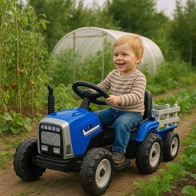 Elektrické autíčko Traktor s prívesom NV-X611 modré