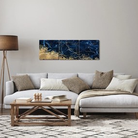 Obraz - Tmavo-modrý mramor (s hodinami) (90x30 cm)