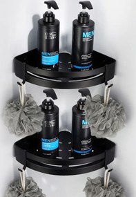 Čierna rohová polička do kúpeľne MYZEA - 2 kusy