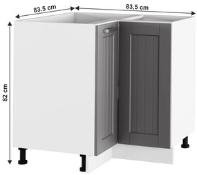 Dolná rohová kuchynská skrinka Julia Typ 62 - tmavosivá / biela
