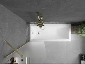 Mexen Next, 1-krídlová vaňová zástena 60 x 150 cm, 6mm sklo námraza, zlatá matná, 895-060-000-00-30-55