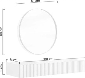 Závesný toaletný stolík Nicole so zrkadlom 60 cm - čierny mat / čierna