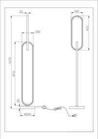 Zuma Line F241145502 - LED stojacia lampa RAVON 2xLED/36W/230V čierna/zlatá