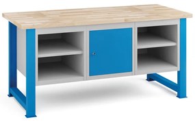 Dielenský stôl KOVONA, 2x skrinka s policou, 1x skrinka, buková škárovka, pevné nohy, 1700 mm