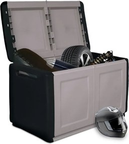 Plastový odkladací box s vekom, 960x570x530 mm, sivý