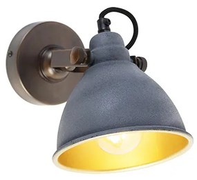 Priemyselná nástenná lampa betón s medeným nastaviteľným - Liko