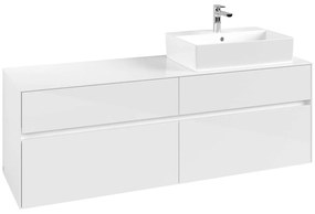 VILLEROY &amp; BOCH Collaro závesná skrinka pod umývadlo na dosku (umývadlo vpravo), 4 zásuvky, 1600 x 500 x 548 mm, Glossy White, C13600DH