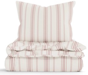 Predĺžené bavlnené obliečky Natural - Prúžky červené