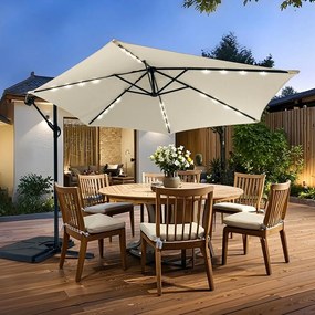 Avenberg Veľký nastaviteľný slnečník Sunny LED300, béžový