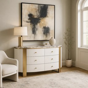 Komoda Stilig ST920 140 cm biela/zlatá/mramor