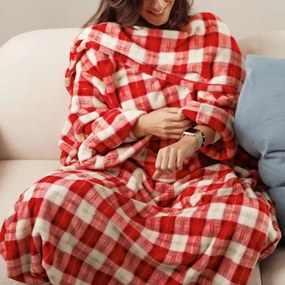 Deka ARNO s rukávmi, červená / biela 758089