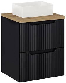 Závěsná skříňka Nova Black Gaja I s deskou a umyvadlem 50 cm černá/dub evoke