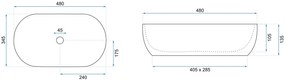 Rea Amelia Wood Matt, umývadlo na dosku 480x345x135 mm, hnedá-imitácia dreva, REA-U5060