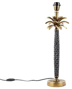 Art Deco stolná lampa bronzová s čiernou bez tienidla - Areka