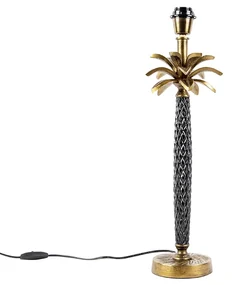 Art Deco stolná lampa bronzová s čiernou bez tienidla - Areka