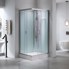 BPS-koupelny Hydromasážny box HYD-AL120 ľavý, 120x80 cm, kartáčovaný chróm/transparent