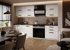 Kuchynská linka Belini 180 cm biely mat s pracovnou doskou Primera2  TOR PRIMERA2/3/WT/WT/0/B1