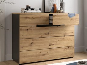 Komoda so zásuvkami Cano, 100 cm, šedá/dub artisan