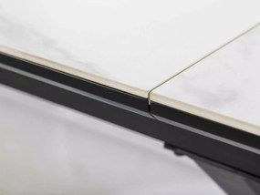 Rozkladací jedálenský stôl Logan 160/200 cm keramika biely mramor/čierny
