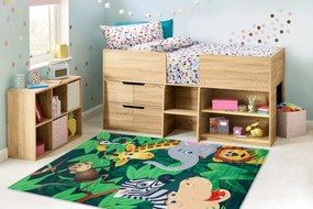 Detský koberec protišmykový BAMBINO 2705 Zvieratá, zelený / hnedý