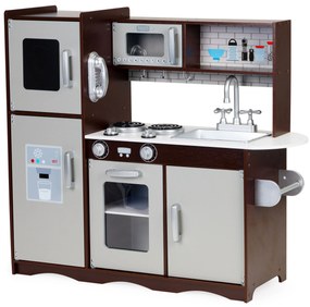 Veľká drevená kuchynka ECOTOYS s rúrou, mikrovlnkou a chladničkou
