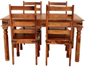 furniture-nabytek.cz - Kuchynská súprava stôl a stoličky pre 4 osoby z indického masívneho palisandru