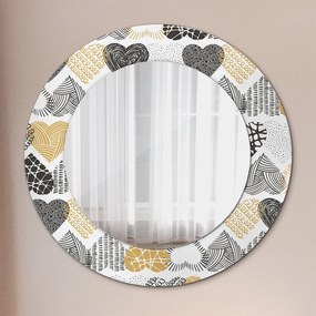 Okrúhle ozdobné zrkadlo Srdcia doodle fi 50 cm