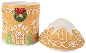 Hnedá keramická dóza perníková chalúpka - Ø 13*17 cm