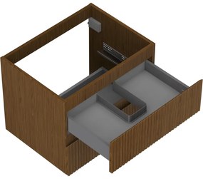 Mexen Rivel, kúpeľňová skrinka 60 cm, 2 zásuvky, drážkovaná, orech, 91A20-06047-2-BFF86