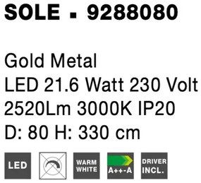 LED luster Sole 80 zlaté