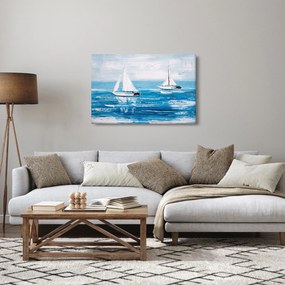 Obraz - Maľba jachty na mori (90x60 cm)