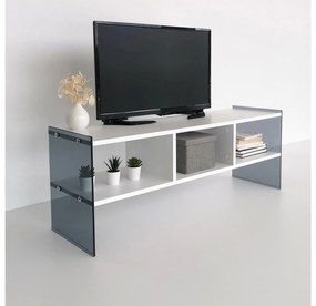 TV stolík/skrinka Vamebo 7 (biela + dymová) . Vlastná spoľahlivá doprava až k Vám domov. 1095481
