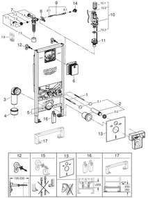 GROHE 36509SH0 - Sada 4 v 1 RAPID SLX 1,13 m, nerezová oceľ