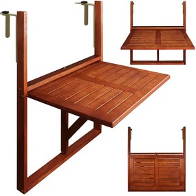 Casaria Závesný balkónový stolík HANS, 65x45x87cm, hnedá