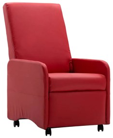 vidaXL Sklápacie kreslo červené umelá koža