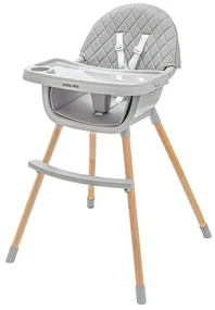 Baby Mix Jedálenská stolička Freja drevená, sivá