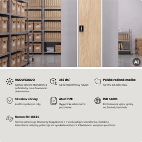 Kovová kancelárska skriňa na dokumenty, biela/dub Sonoma, 450x1850x400 mm: ALEX Eco Design