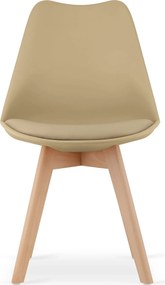 AKCIA Béžová stolička BALI MARK s bukovými nohami II. akosť