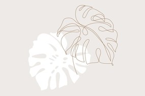 Obraz - Line art monstera N⁰2 (90x60 cm)