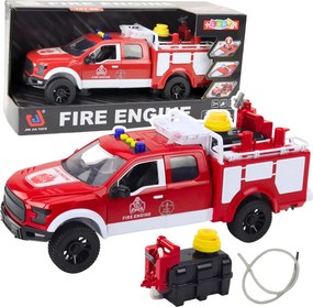 LEAN Toys Hasičské auto s vodou, svetlami a zvukmi, bielo-červené, v mierke 1:12
