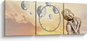 Obraz - Čas meditácie (s hodinami) (90x30 cm)